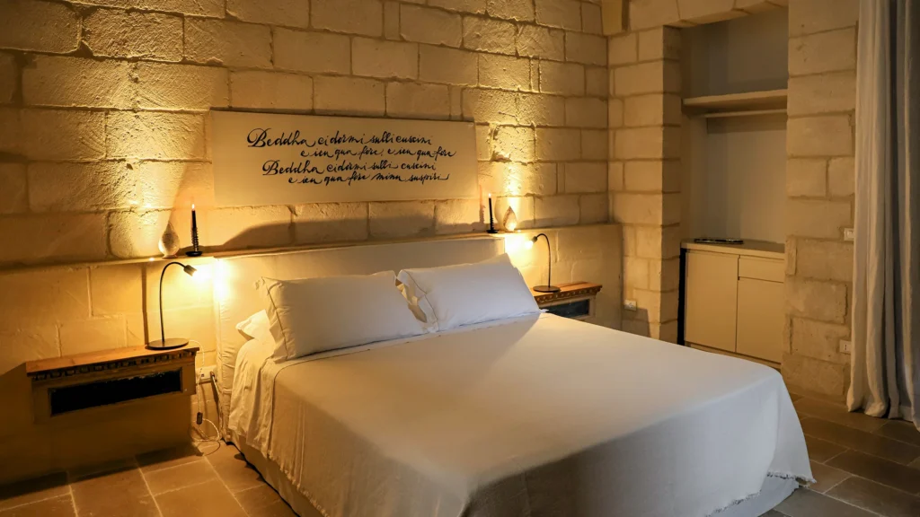 opera calligrafica in camera da letto